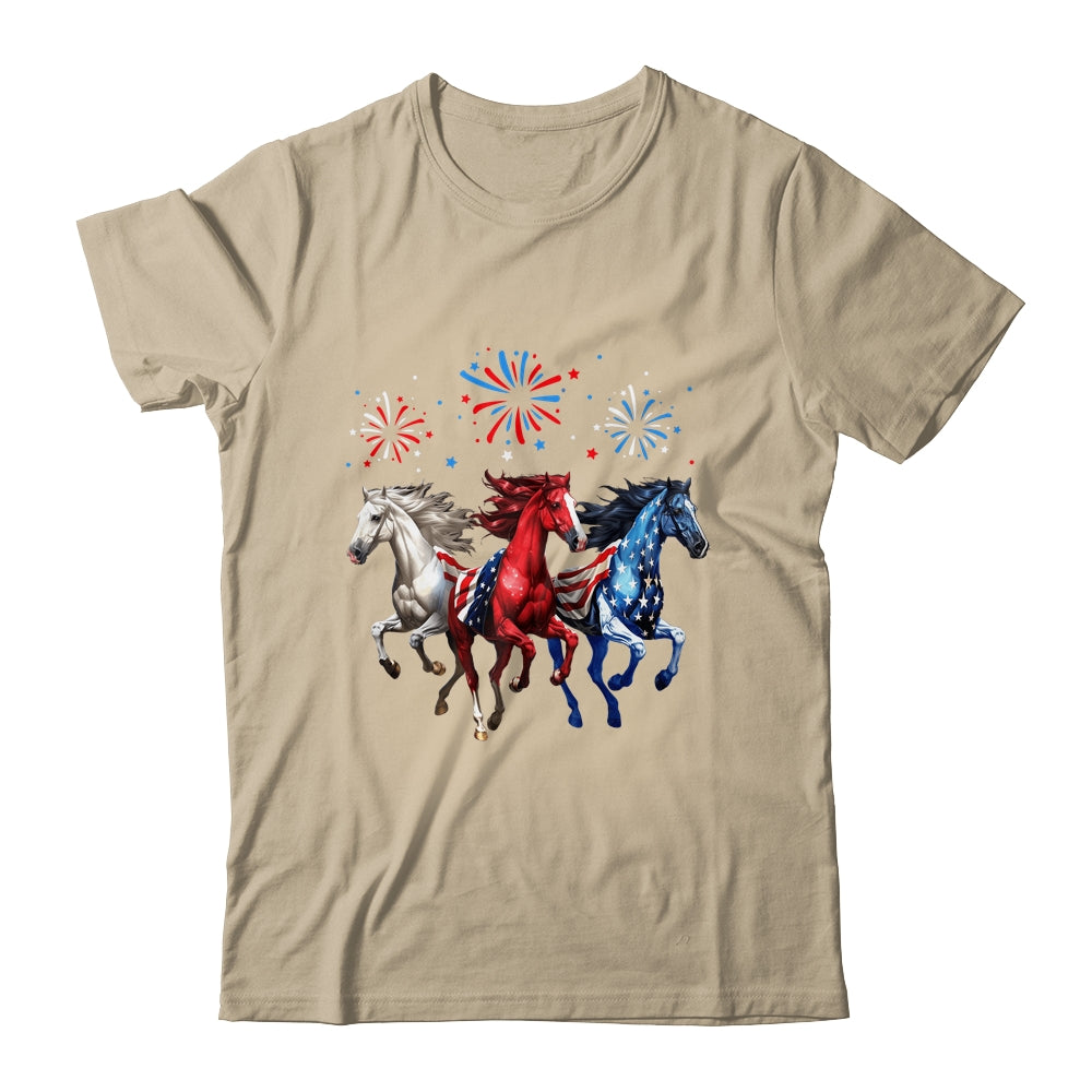 Patriotic Firework Horse USA Flag July 4th Fireworks Show Shirt & Tank Top | teecentury