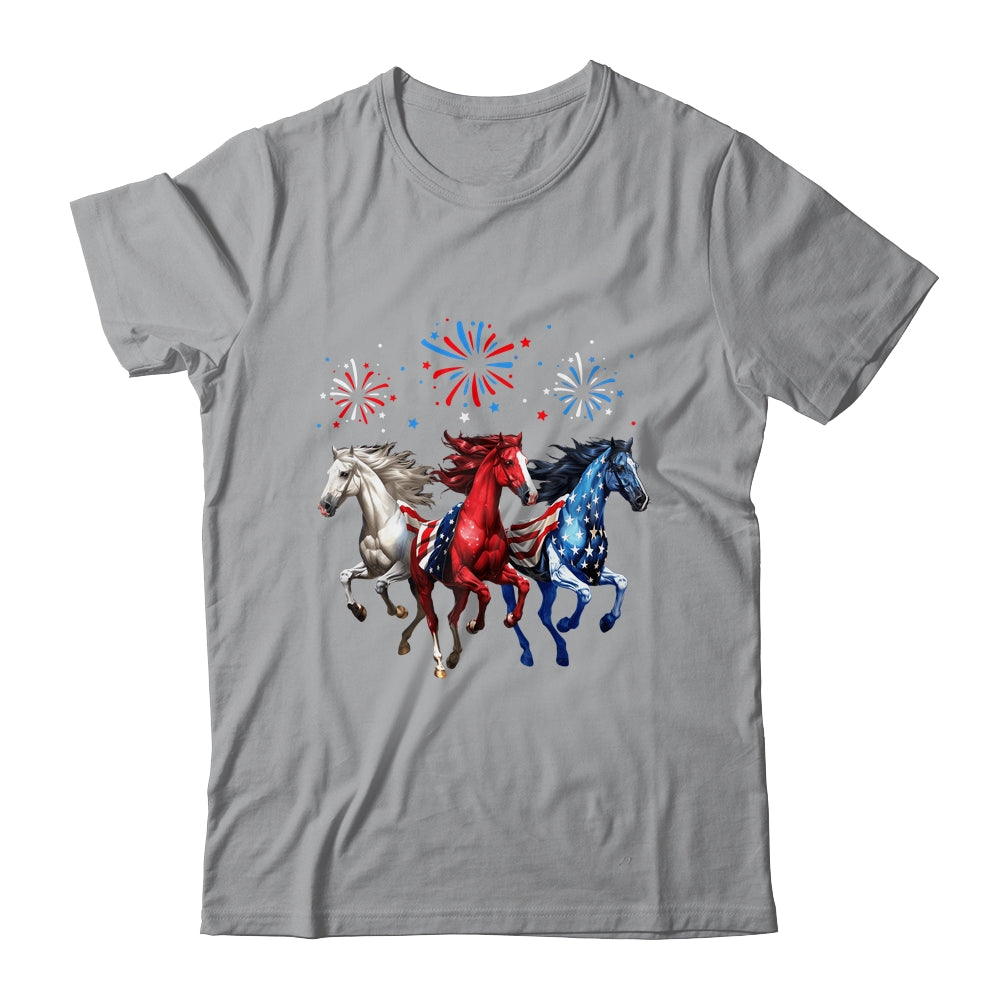 Patriotic Firework Horse USA Flag July 4th Fireworks Show Shirt & Tank Top | teecentury