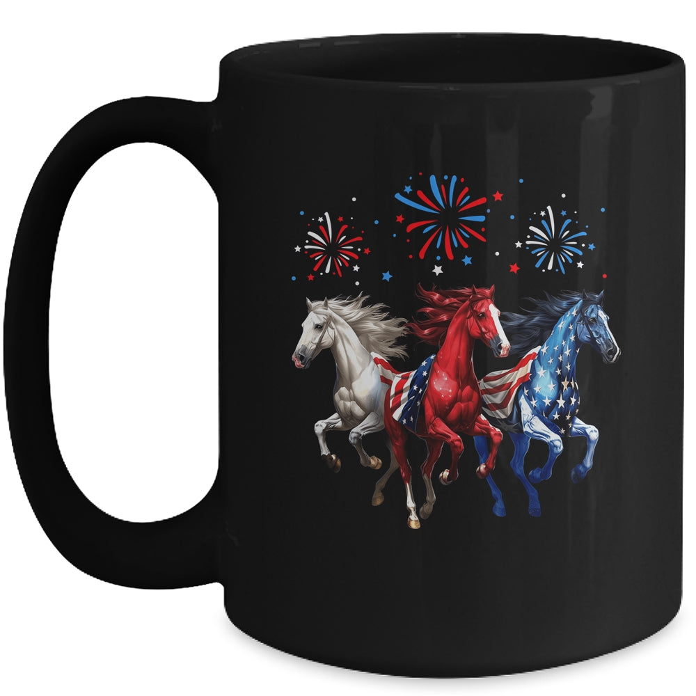 Patriotic Firework Horse USA Flag July 4th Fireworks Show Mug | teecentury
