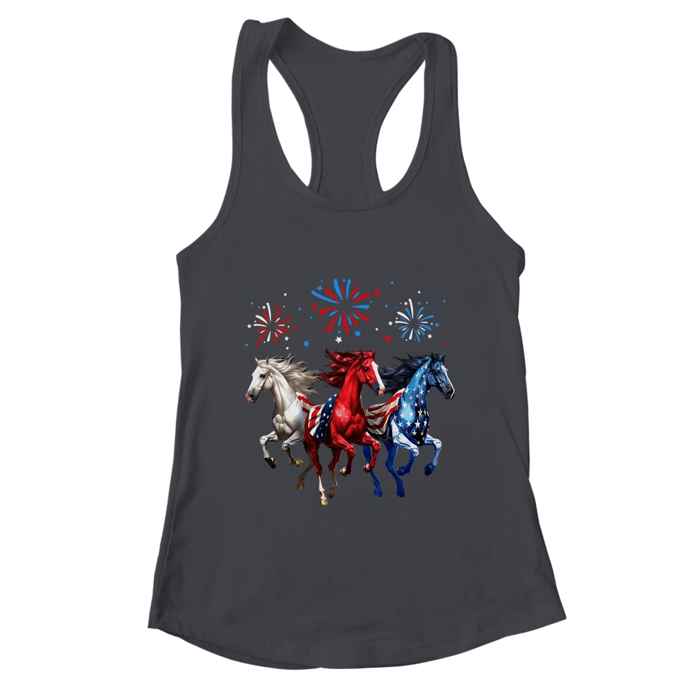 Patriotic Firework Horse USA Flag July 4th Fireworks Show Shirt & Tank Top | teecentury