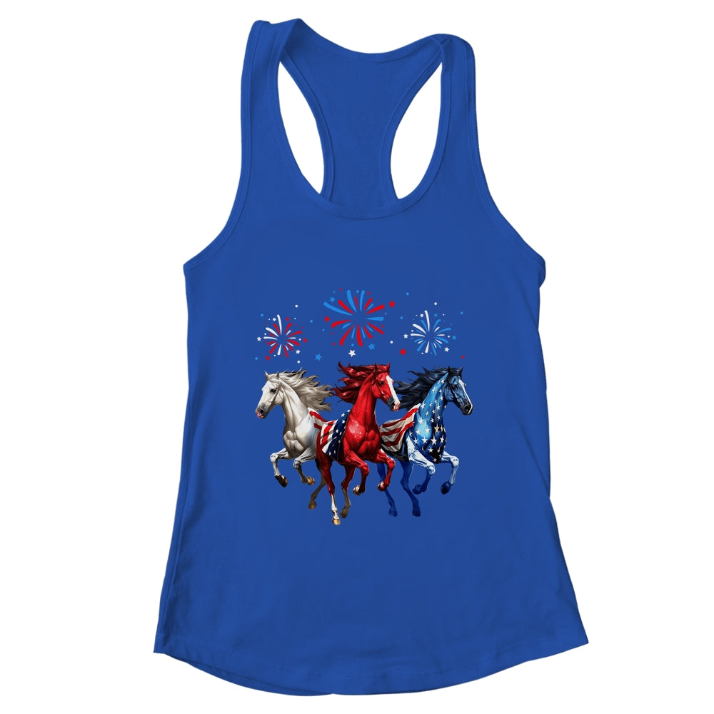 Patriotic Firework Horse USA Flag July 4th Fireworks Show Shirt & Tank Top | teecentury