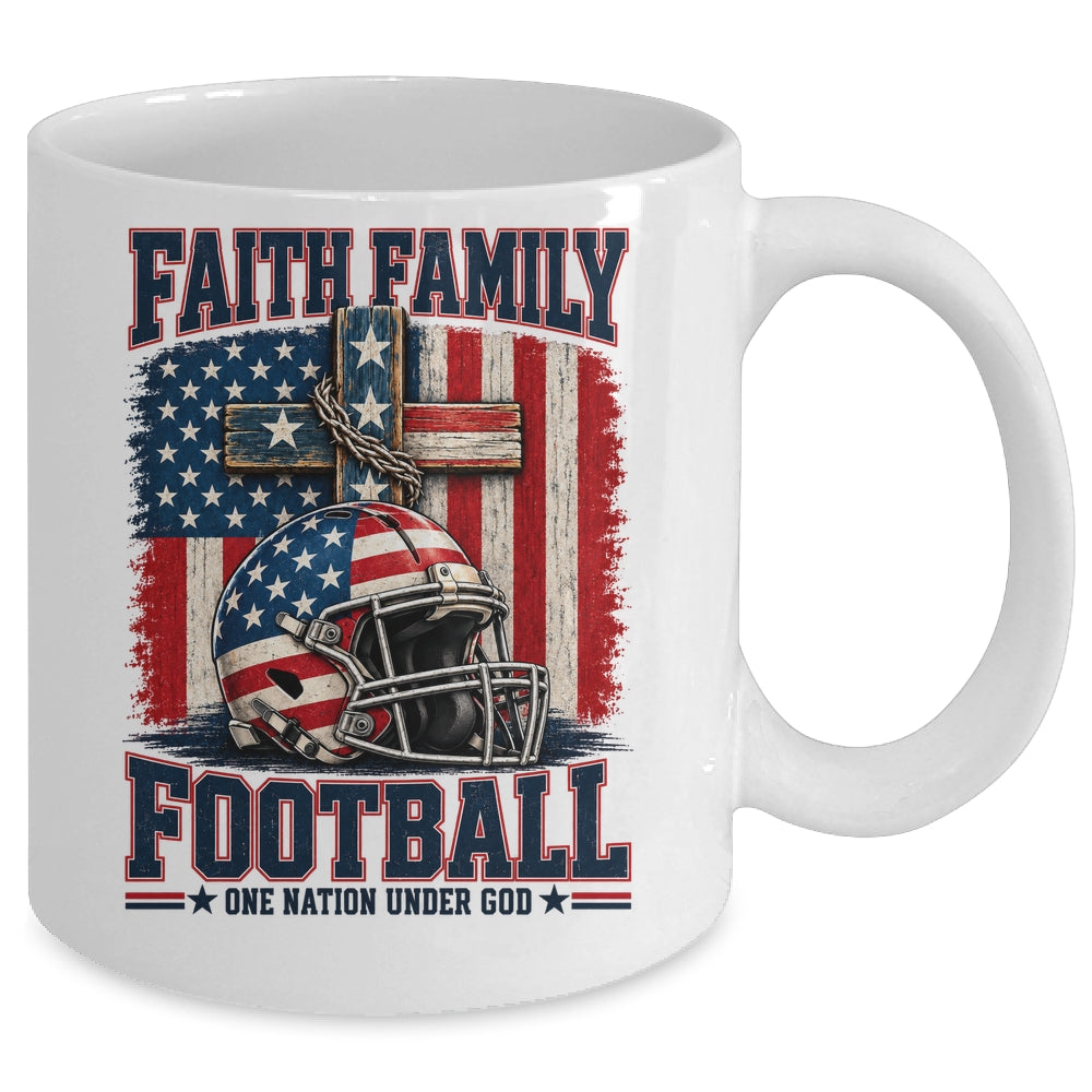 Patriotic Football Faith Family Football American Flag Men Mug | teecentury