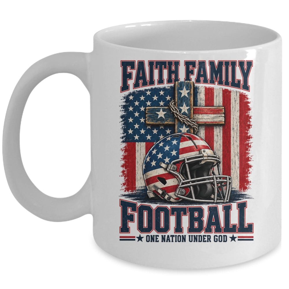 Patriotic Football Faith Family Football American Flag Men Mug | teecentury