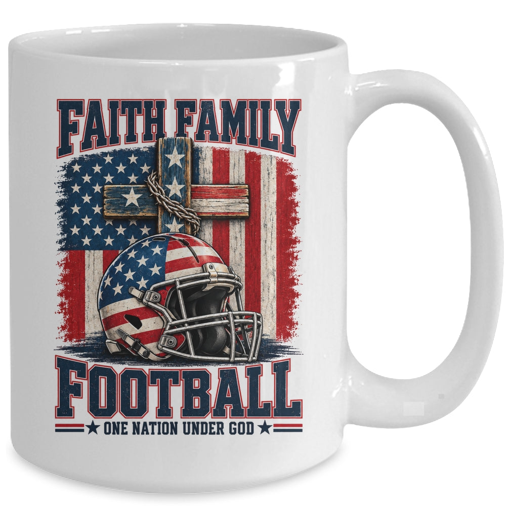 Patriotic Football Faith Family Football American Flag Men Mug | teecentury