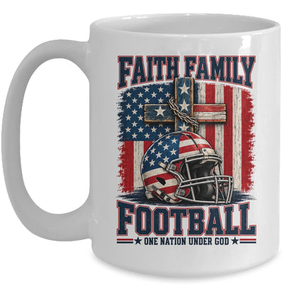 Patriotic Football Faith Family Football American Flag Men Mug | teecentury
