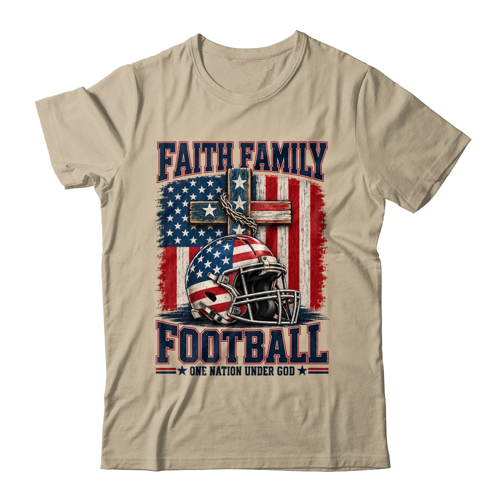 Patriotic Football Faith Family Football American Flag Men Shirt & Hoodie | teecentury