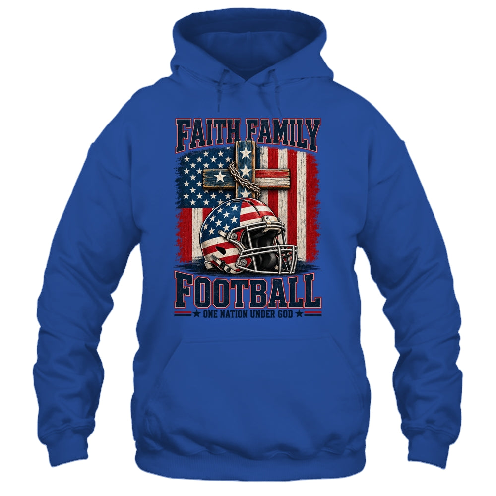 Patriotic Football Faith Family Football American Flag Men Shirt & Hoodie | teecentury