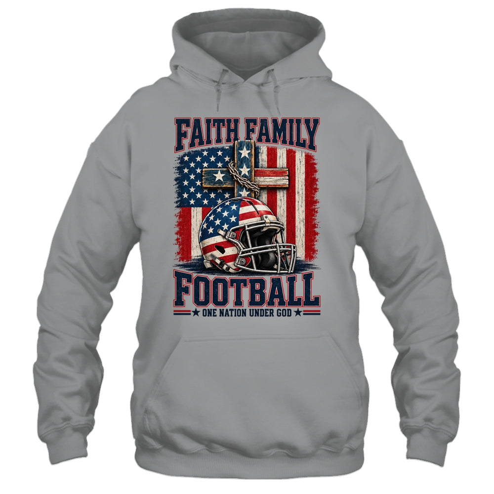Patriotic Football Faith Family Football American Flag Men Shirt & Hoodie | teecentury