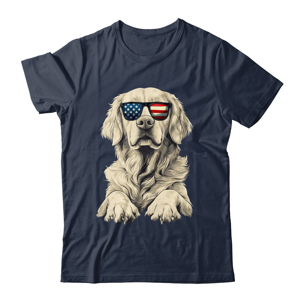 Patriotic Golden Retriever Dog USA Flag 4th Of July Shirt & Tank Top | teecentury