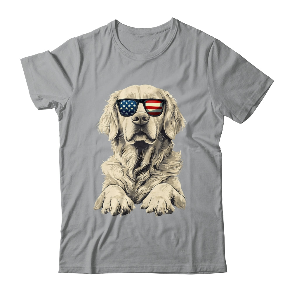 Patriotic Golden Retriever Dog USA Flag 4th Of July Shirt & Tank Top | teecentury