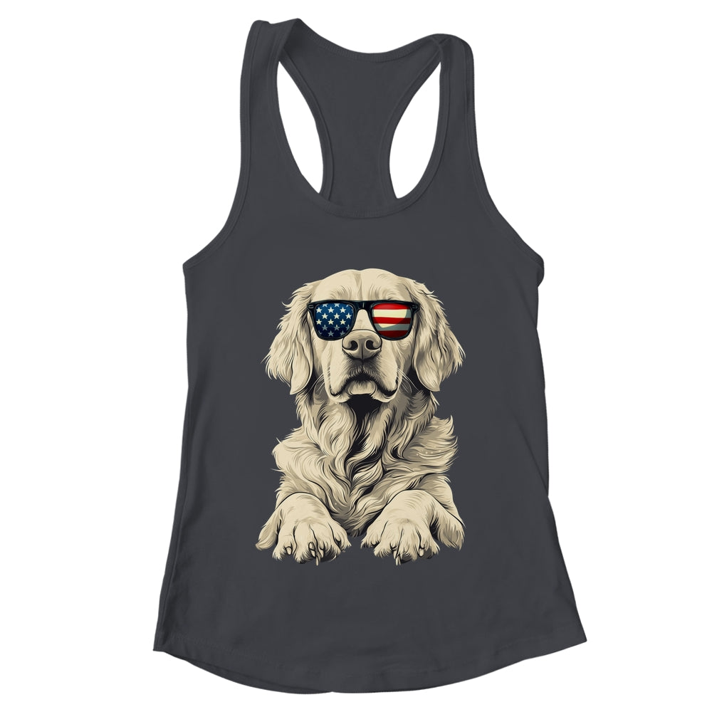 Patriotic Golden Retriever Dog USA Flag 4th Of July Shirt & Tank Top | teecentury
