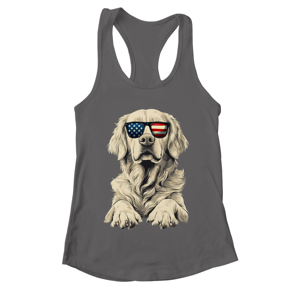 Patriotic Golden Retriever Dog USA Flag 4th Of July Shirt & Tank Top | teecentury