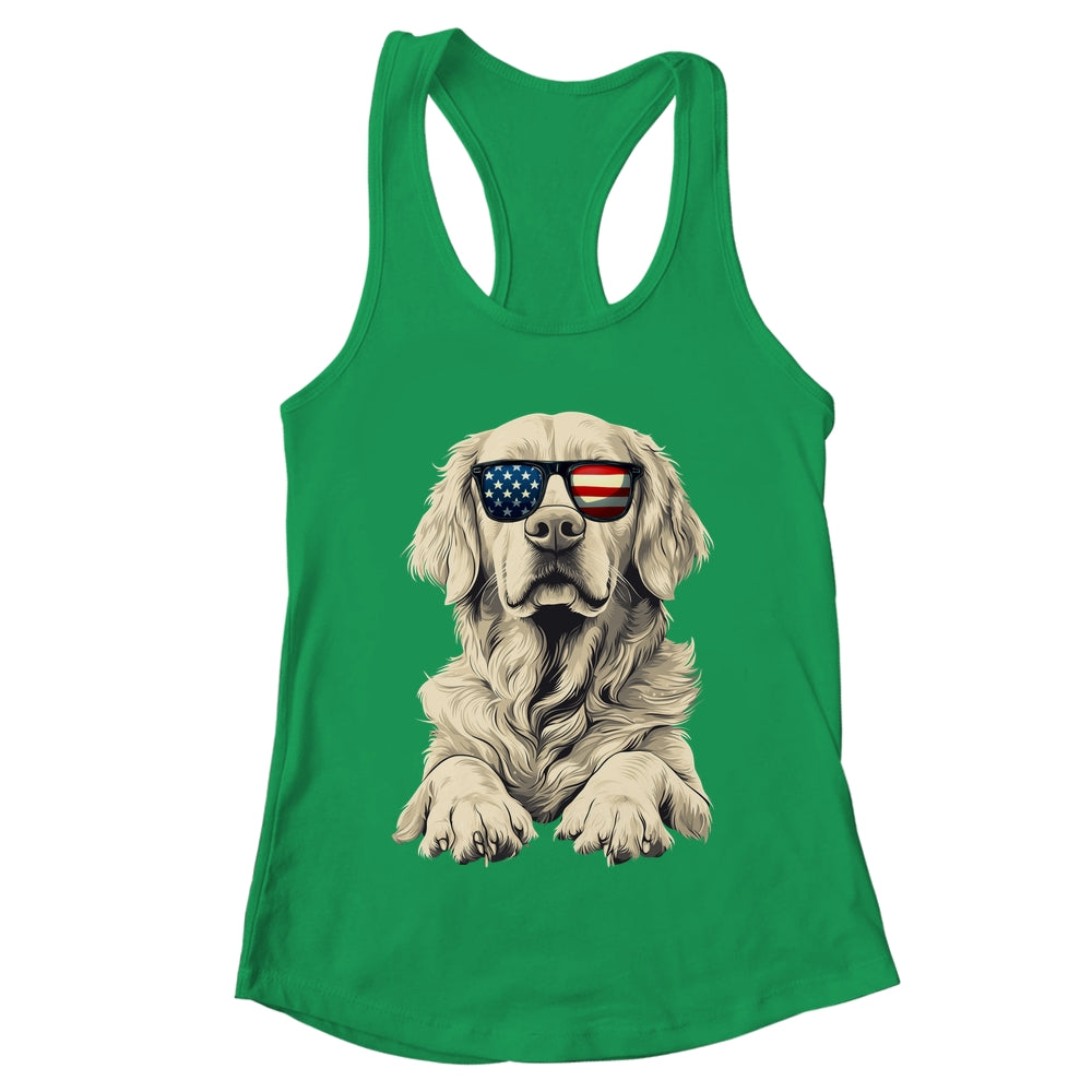 Patriotic Golden Retriever Dog USA Flag 4th Of July Shirt & Tank Top | teecentury