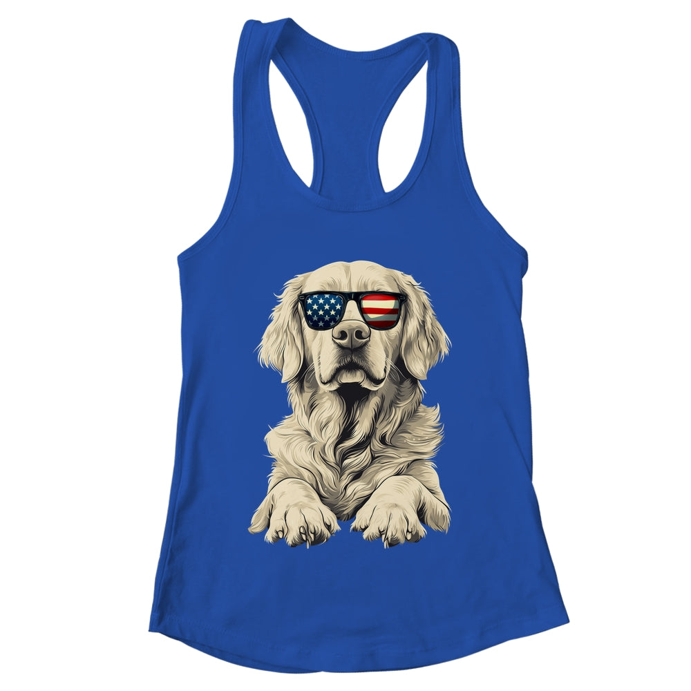 Patriotic Golden Retriever Dog USA Flag 4th Of July Shirt & Tank Top | teecentury