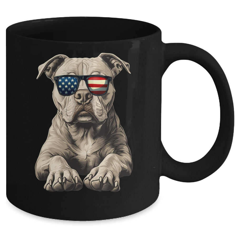 Patriotic Pitbull Dog USA Flag 4th Of July Mug | teecentury