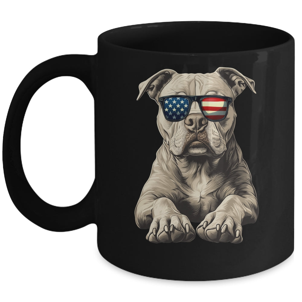 Patriotic Pitbull Dog USA Flag 4th Of July Mug | teecentury