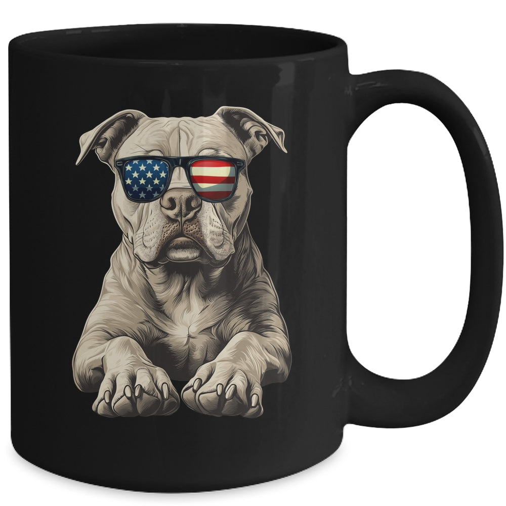Patriotic Pitbull Dog USA Flag 4th Of July Mug | teecentury