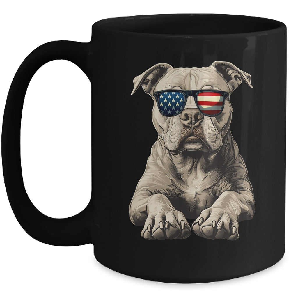 Patriotic Pitbull Dog USA Flag 4th Of July Mug | teecentury
