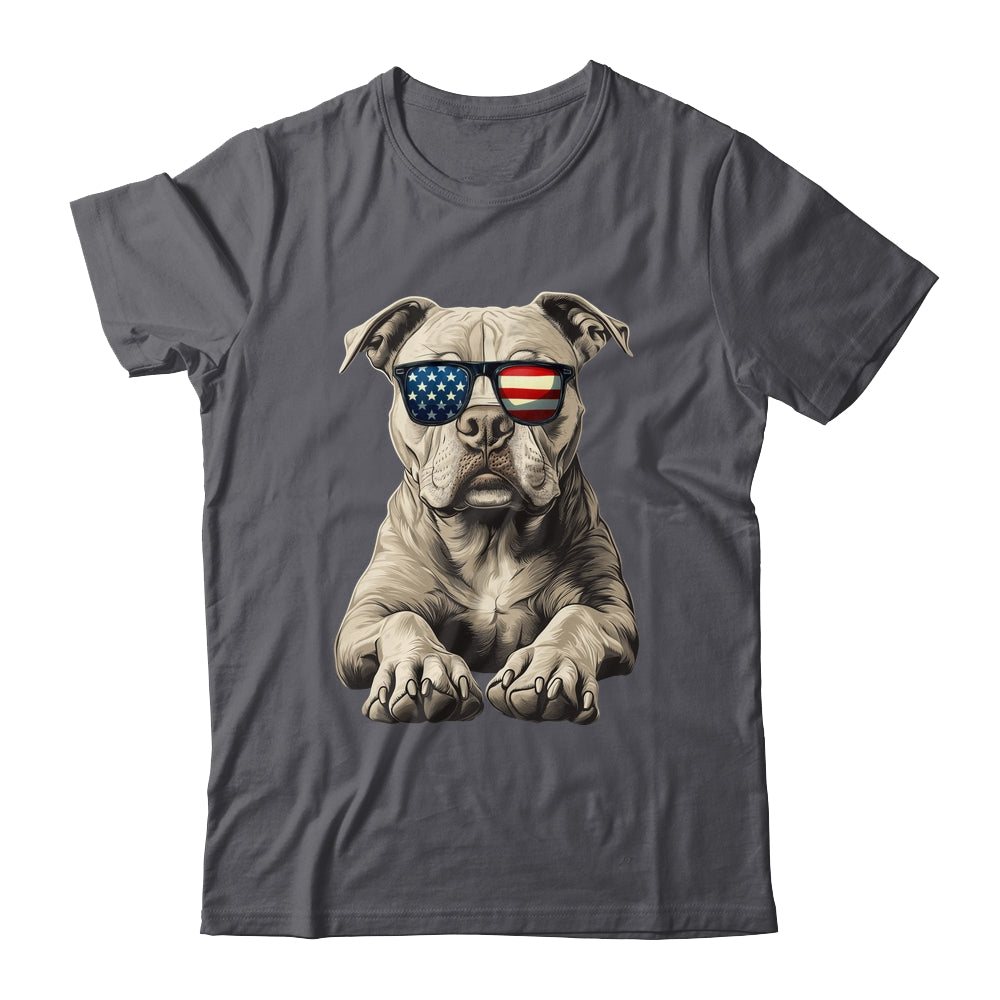 Patriotic Pitbull Dog USA Flag 4th Of July Shirt & Tank Top | teecentury