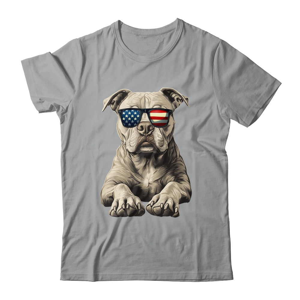 Patriotic Pitbull Dog USA Flag 4th Of July Shirt & Tank Top | teecentury