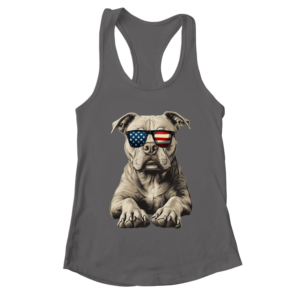Patriotic Pitbull Dog USA Flag 4th Of July Shirt & Tank Top | teecentury