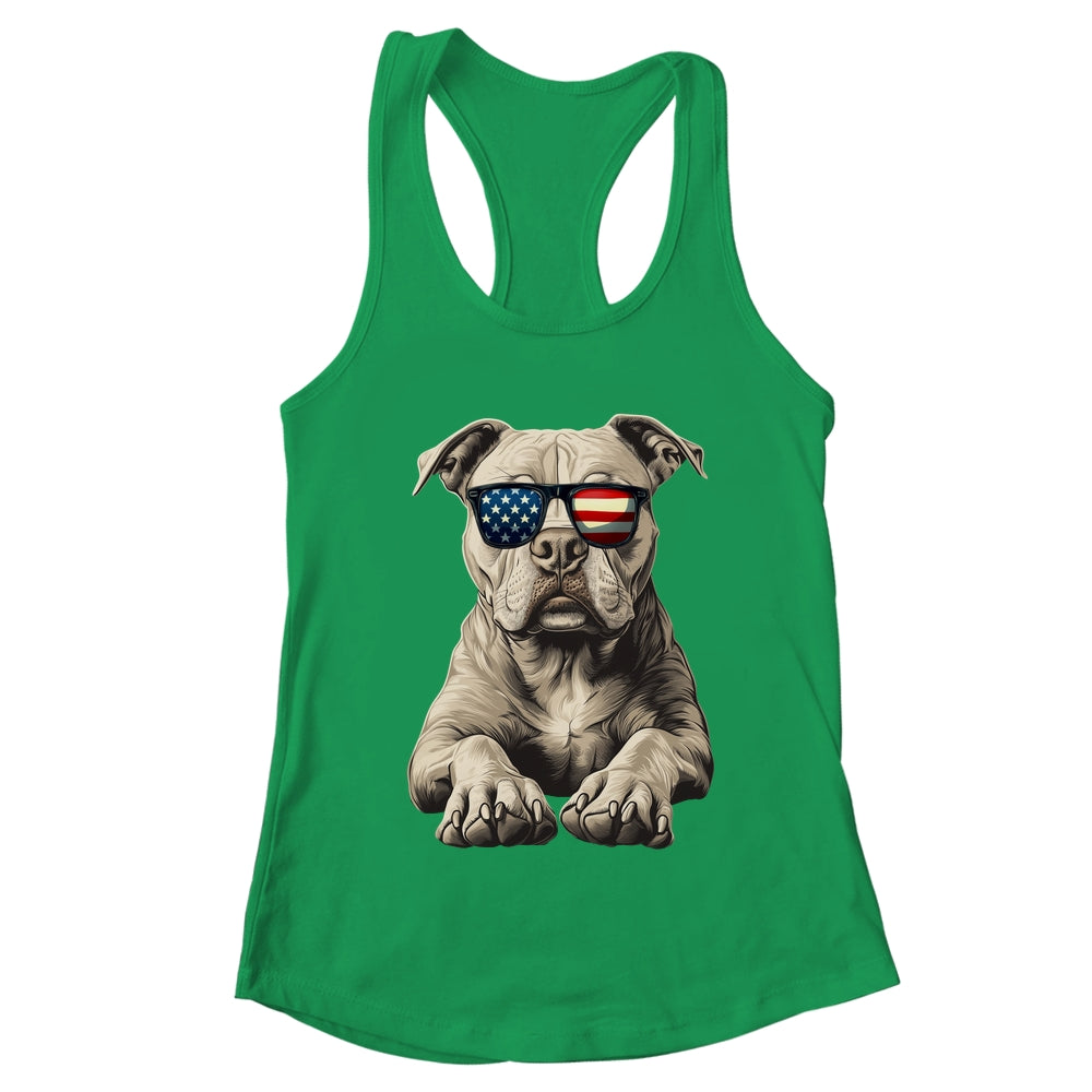 Patriotic Pitbull Dog USA Flag 4th Of July Shirt & Tank Top | teecentury