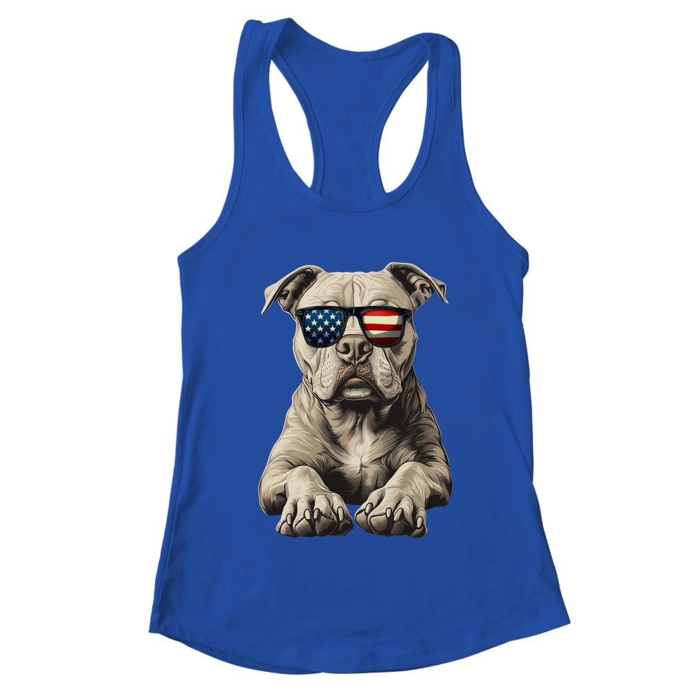 Patriotic Pitbull Dog USA Flag 4th Of July Shirt & Tank Top | teecentury