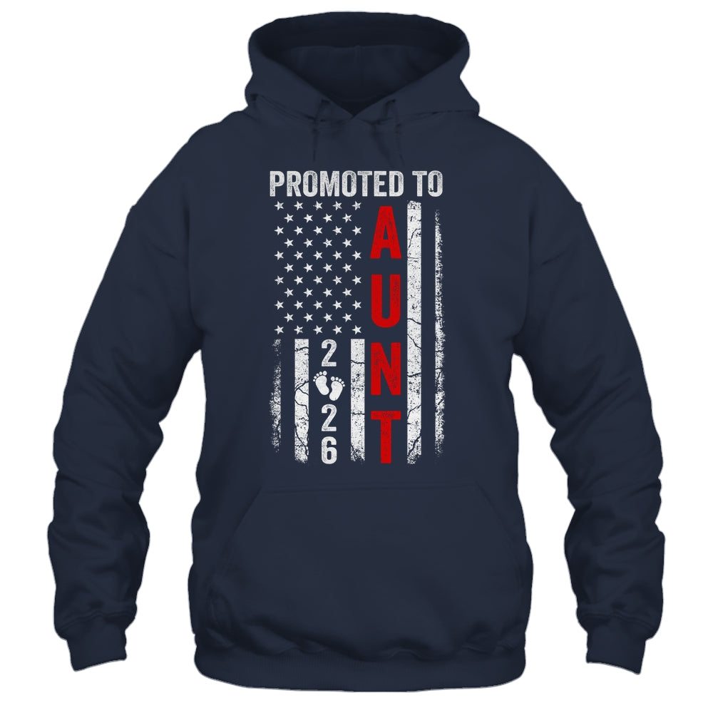 Patriotic Promoted To Aunt 2026 First Time New Aunt Shirt & Hoodie | teecentury