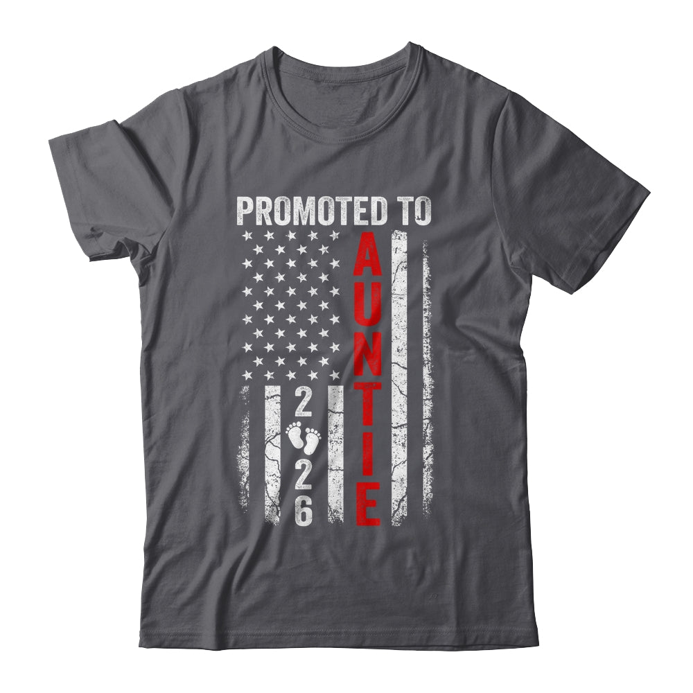 Patriotic Promoted To Auntie 2026 First Time New Auntie Shirt & Hoodie | teecentury
