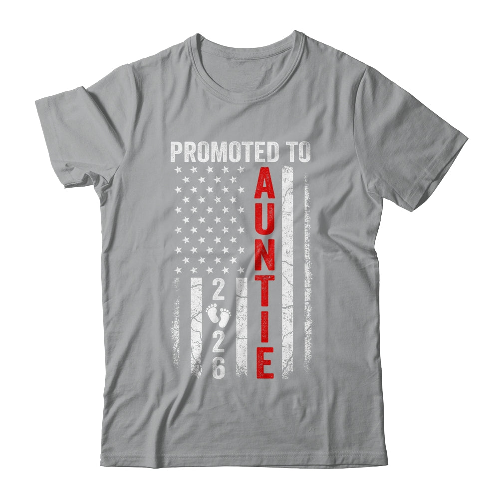 Patriotic Promoted To Auntie 2026 First Time New Auntie Shirt & Hoodie | teecentury