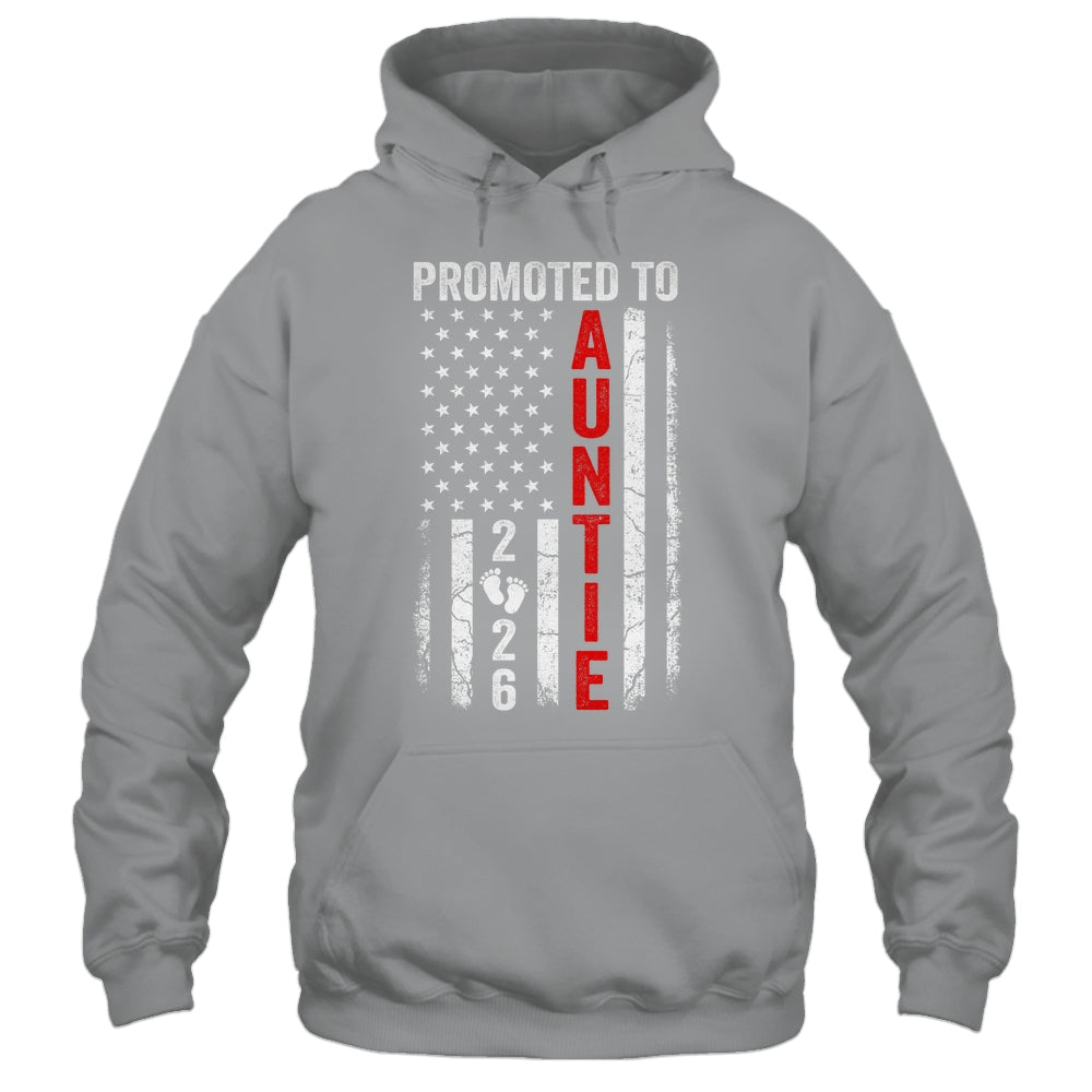 Patriotic Promoted To Auntie 2026 First Time New Auntie Shirt & Hoodie | teecentury
