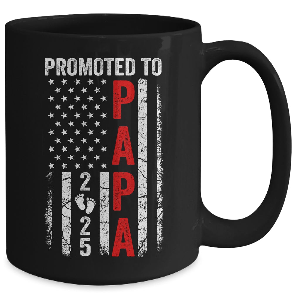 Patriotic Promoted To Papa 2025 First Time New Papa Mug | teecentury