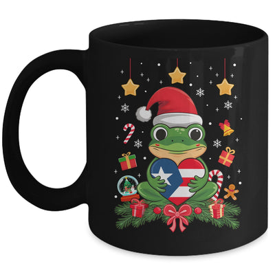 Patriotic Puerto Rico Flag Frog Tree Christmas Puero Rican Mug | teecentury