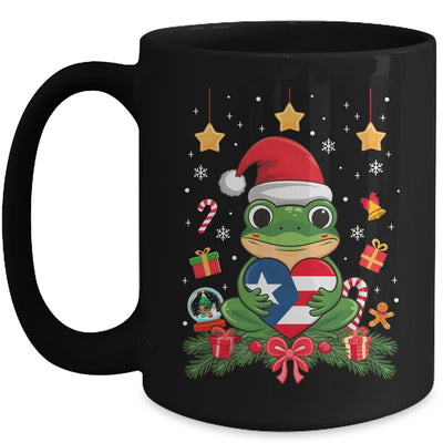 Patriotic Puerto Rico Flag Frog Tree Christmas Puero Rican Mug | teecentury