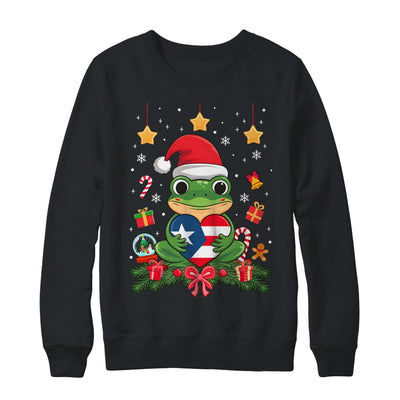 Patriotic Puerto Rico Flag Frog Tree Christmas Puero Rican Shirt & Sweatshirt | teecentury