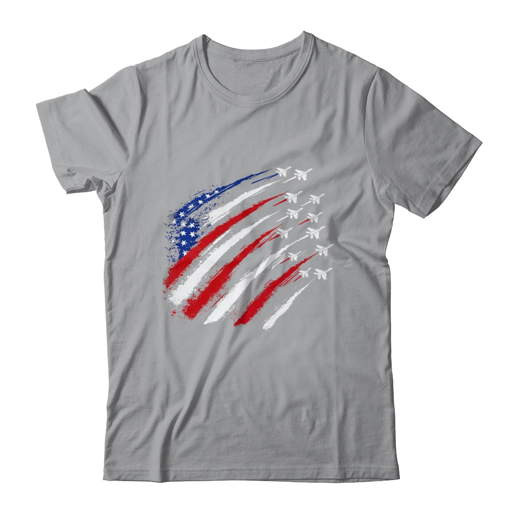 Patriotic Red Blue USA Flag Fighter Jets 4th Of July Shirt & Tank Top | teecentury