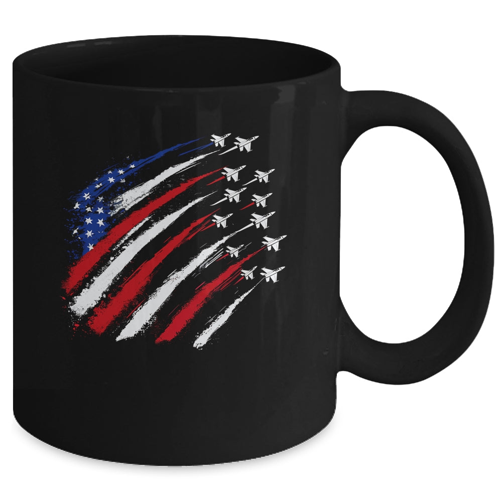 Patriotic Red Blue USA Flag Fighter Jets 4th Of July Mug | teecentury