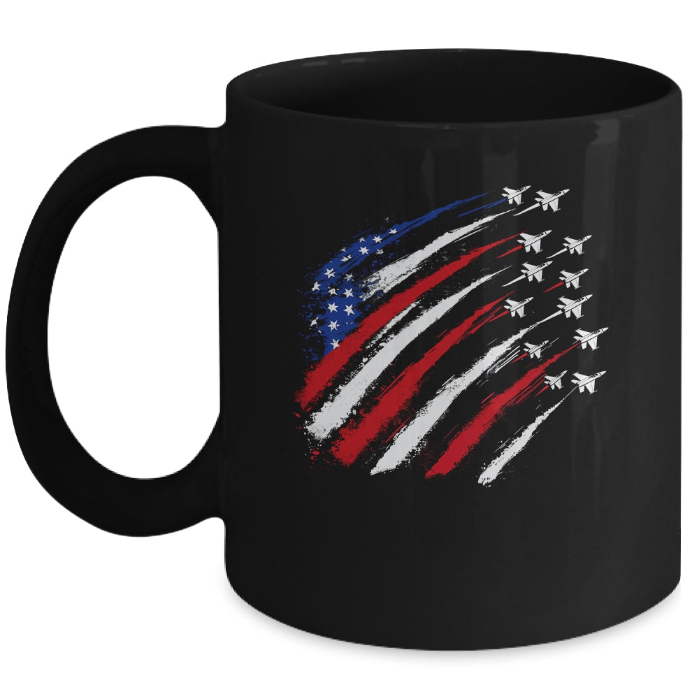 Patriotic Red Blue USA Flag Fighter Jets 4th Of July Mug | teecentury