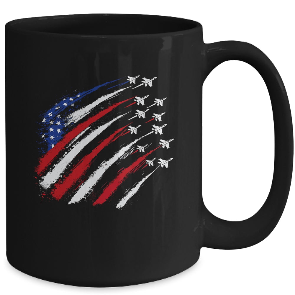 Patriotic Red Blue USA Flag Fighter Jets 4th Of July Mug | teecentury