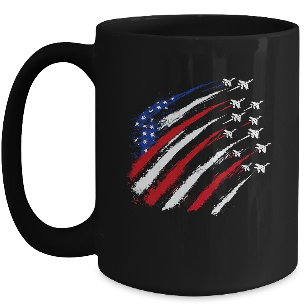 Patriotic Red Blue USA Flag Fighter Jets 4th Of July Mug | teecentury