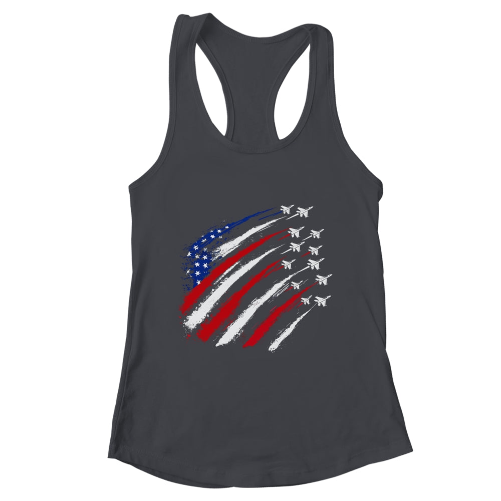 Patriotic Red Blue USA Flag Fighter Jets 4th Of July Shirt & Tank Top | teecentury