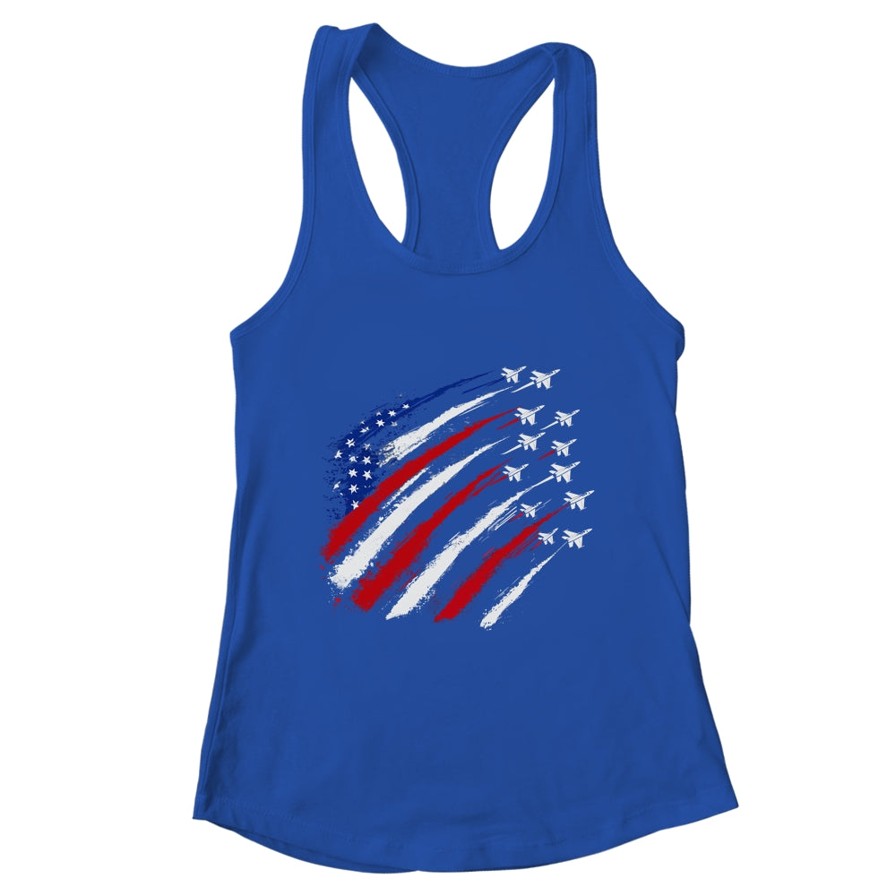 Patriotic Red Blue USA Flag Fighter Jets 4th Of July Shirt & Tank Top | teecentury