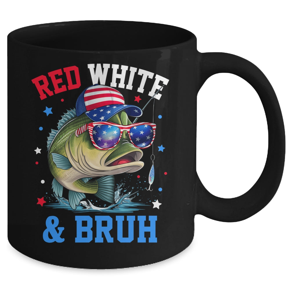 Patriotic Red White & Bruh America Fish Fishing 4th Of July Mug | teecentury