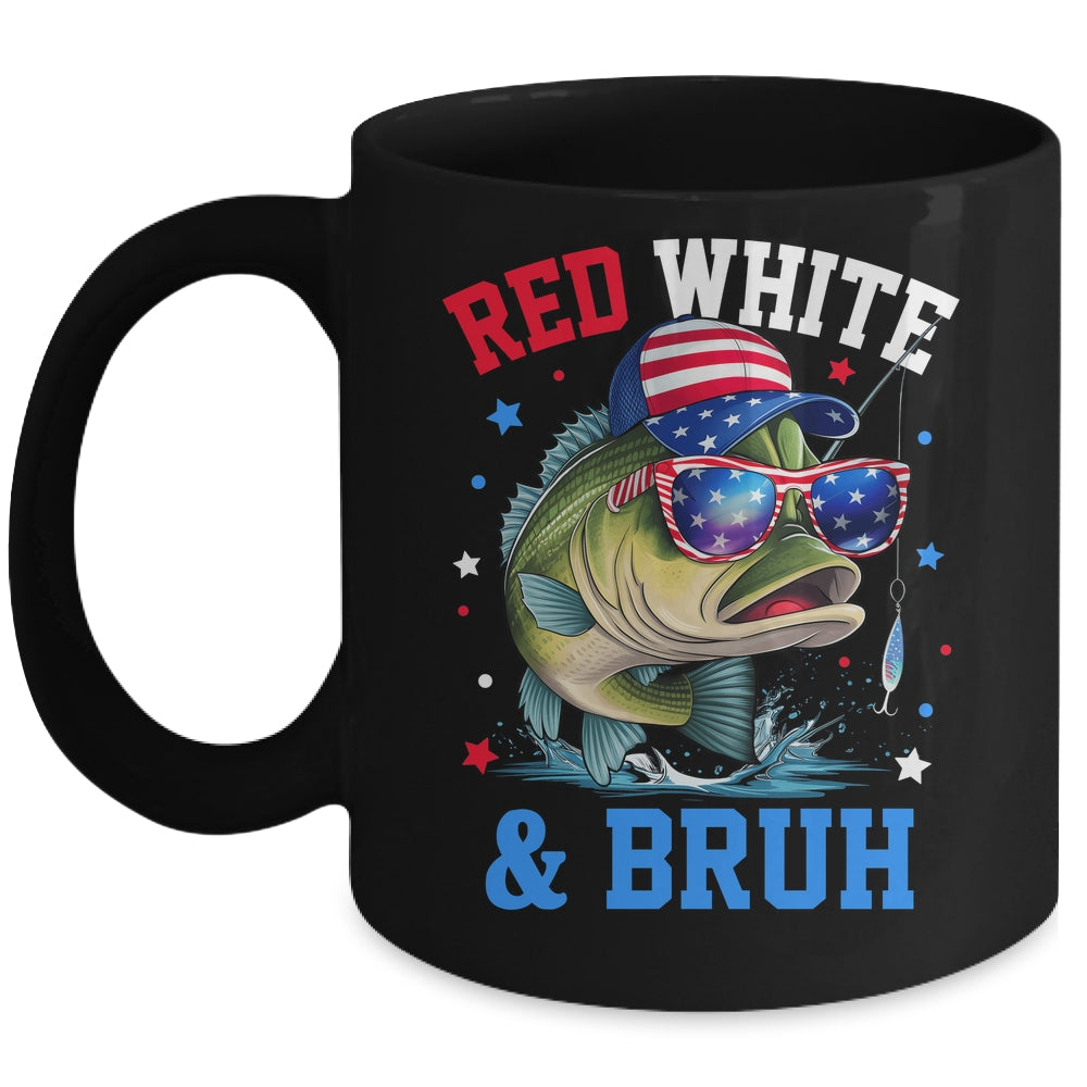 Patriotic Red White & Bruh America Fish Fishing 4th Of July Mug | teecentury