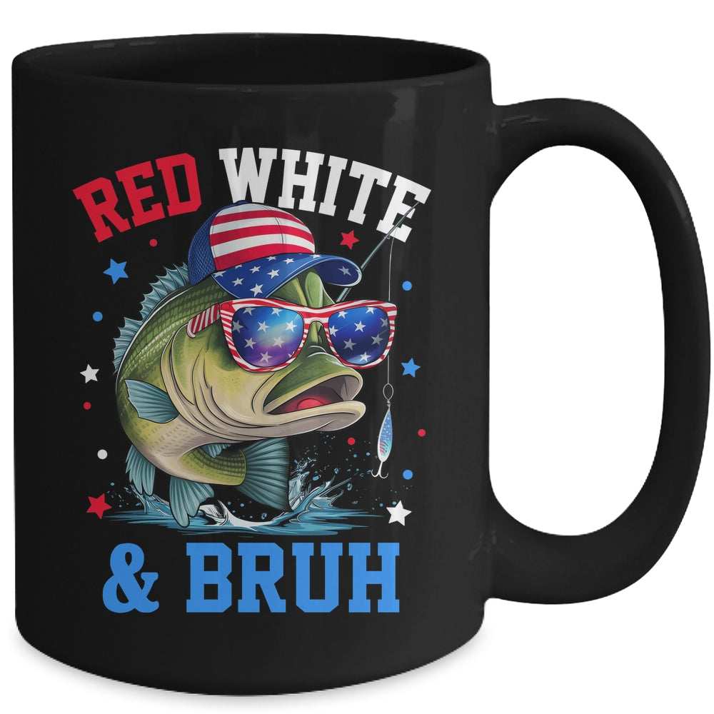 Patriotic Red White & Bruh America Fish Fishing 4th Of July Mug | teecentury