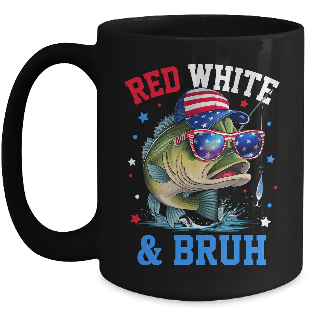 Patriotic Red White & Bruh America Fish Fishing 4th Of July Mug | teecentury