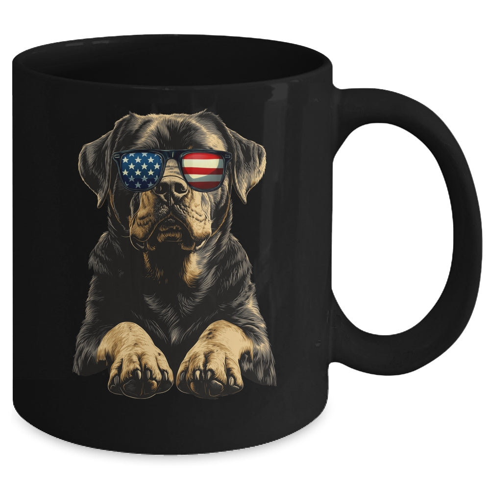 Patriotic Rottweiler Dog USA Flag 4th Of July Mug | teecentury