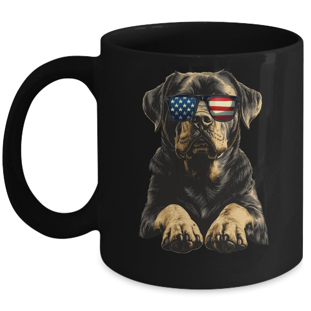 Patriotic Rottweiler Dog USA Flag 4th Of July Mug | teecentury