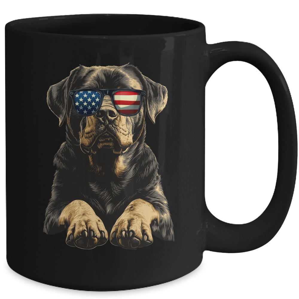 Patriotic Rottweiler Dog USA Flag 4th Of July Mug | teecentury