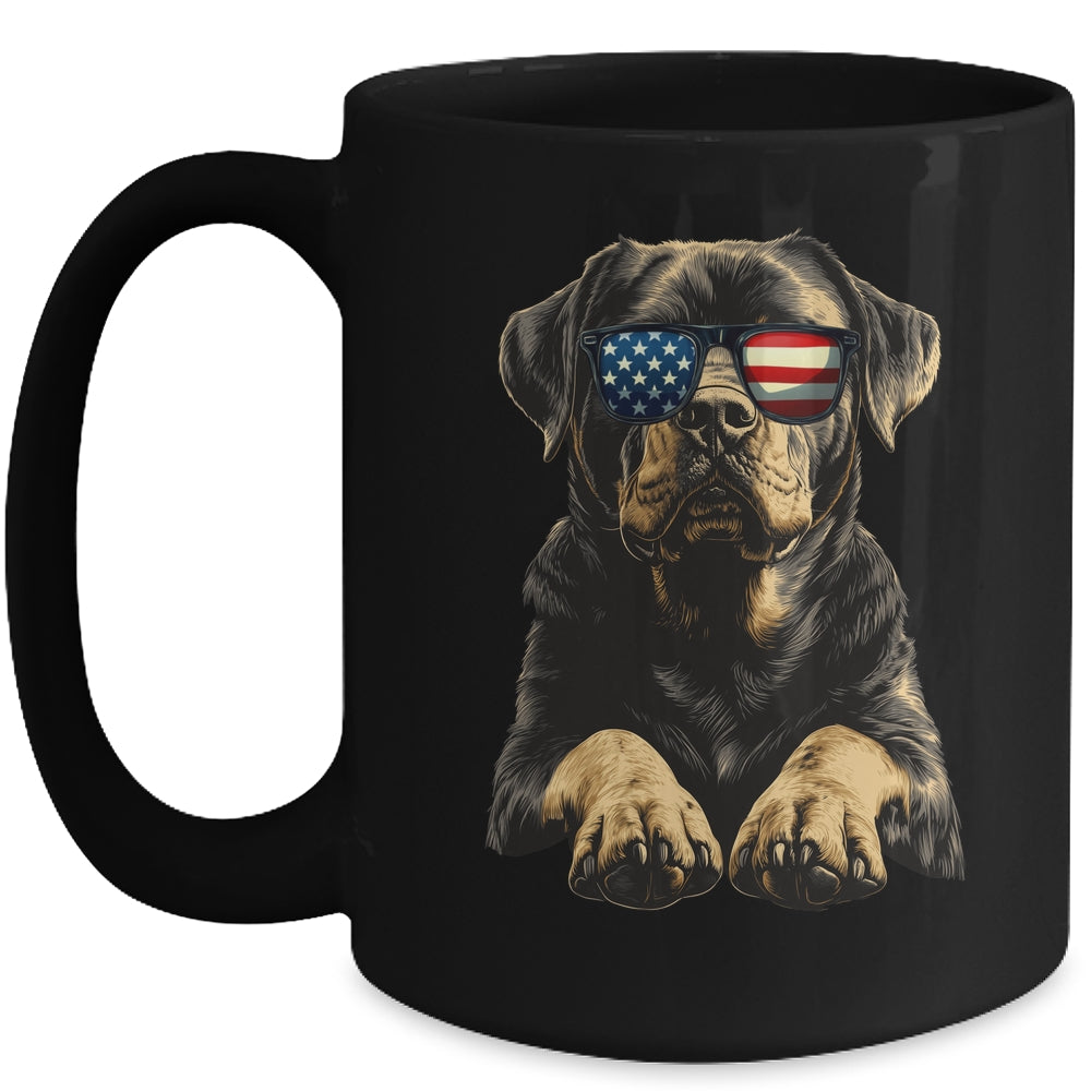 Patriotic Rottweiler Dog USA Flag 4th Of July Mug | teecentury